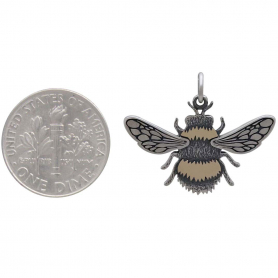 Mixed Metal Bumble Bee Pendant 21x25mm