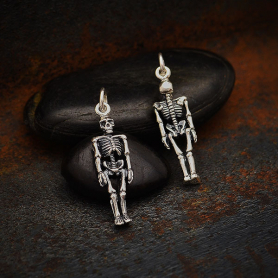 Sterling Silver 3D Skeleton Charm 26x7mm