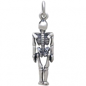 Sterling Silver 3D Skeleton Charm 26x7mm