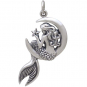 Sterling Silver Mermaid on the Moon Pendant 30x17mm