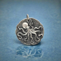 Sterling Silver Octopus Coin Pendant 26x23mm