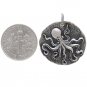 Sterling Silver Octopus Coin Pendant 26x23mm