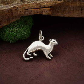 Sterling Silver Ferret Charm 16x19mm
