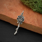 Sterling Silver Dimensional Stemmed Rose Charm 29x9mm