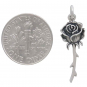 Sterling Silver Dimensional Stemmed Rose Charm 29x9mm