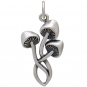 Sterling Silver Three Mushroom Charm 25x12mm