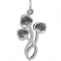 Sterling Silver Three Mushroom Charm 25x12mm