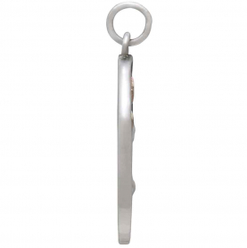 Silver Mushroom Pendant with Bronze Star and Moon 26x15mm