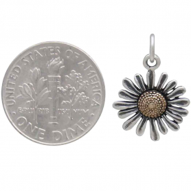 Mixed Metal Daisy Charm 19x13mm