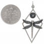 Sterling Silver Dragonfly Pendant in Diamond Frame 40x19mm