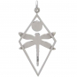 Sterling Silver Dragonfly Pendant in Diamond Frame 40x19mm