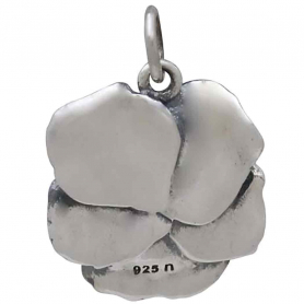 Sterling Silver Pansy Flower Charm 20x14mm