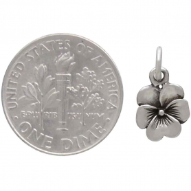 Sterling Silver Small Pansy Charm 14x8mm