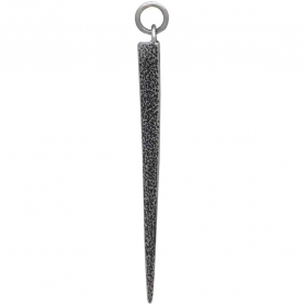 Sterling Silver Ridged Spike Pendant with Texture 46x4mm