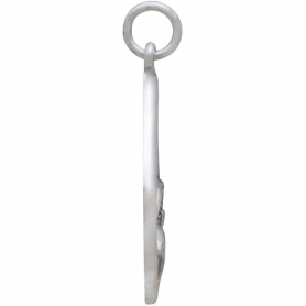 Silver Mushrooms in Teardrop with Bronze Moon 26x15mm