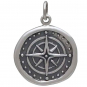 Sterling Silver Wax Seal Compass Charm 22x16mm