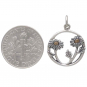 Mixed Metal Daisies in a Circle Pendant 21x16mm