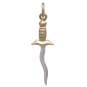 Sterling Silver Wavy Dagger Charm w/ Bronze Handle 28x8mm