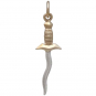 Sterling Silver Wavy Dagger Charm w/ Bronze Handle 28x8mm