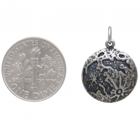 Sterling Silver Full Moon Charm 21x15mm