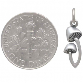 Sterling Silver Two Mushroom Charm Link 19x6mm
