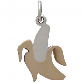 Sterling Silver Banana Charm with Bronze 20x11mm