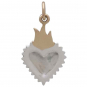 Sterling Silver Heart Pendant with Bronze Flame 22x12mm