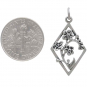 Silver Forget Me Not Flower Charm in Diamond Frame 28x15mm