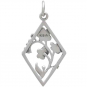 Silver Forget Me Not Flower Charm in Diamond Frame 28x15mm