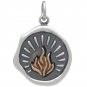 Sterling Silver Wax Seal Charm with Bronze Fire 22x15mm