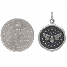 Sterling Silver Wax Seal Bee Charm 22x15mm