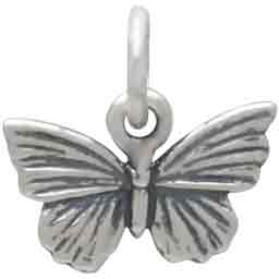 Sterling Silver Textured Butterfly Charm 11x11mm