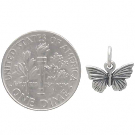 Sterling Silver Textured Butterfly Charm 11x11mm