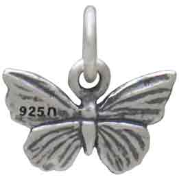 Sterling Silver Textured Butterfly Charm 11x11mm