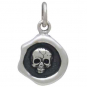 Sterling Silver Wax Seal Skull Charm 16x10mm