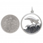 Sterling Silver Dolphin Jumping in Waves Pendant