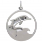Sterling Silver Dolphin Jumping in Waves Pendant
