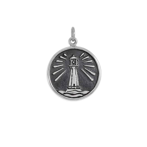 Nina Designs Sterling Silver Lighthouse Pendant 25x19mm
