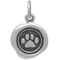 Sterling Silver Paw Print Wax Seal Charm 16x11mm front view