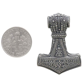 Sterling Silver Thor&rsquo;s Hammer Pendant with Dime