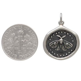 Sterling Silver Wax Seal Moth Charm with Dime