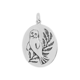Sterling Silver Harbor Seal Pendant 30x19mm