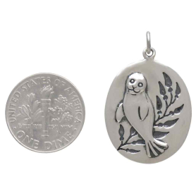 Sterling Silver Harbor Seal Pendant with Dime