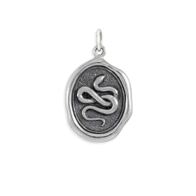 Sterling Silver Wax Seal Snake Charm 25x15mm