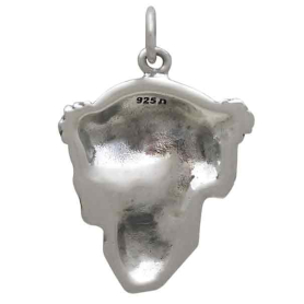 Sterling Silver Skull with Rose Crown Pendant Back View