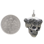 Sterling Silver Skull with Rose Crown Pendant with Dime