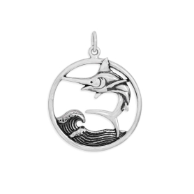 Sterling Silver Marlin Pendant 29x23mm