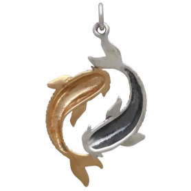 Sterling Silver and Bronze Double Koi Pendant Back View