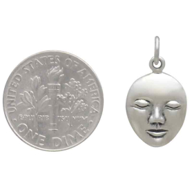 Sterling Silver Serene Goddess Face Pendant with Dime