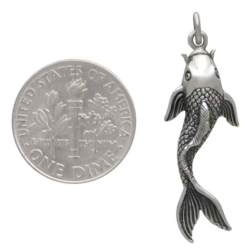 Sterling Silver Single Koi Charm with Dime